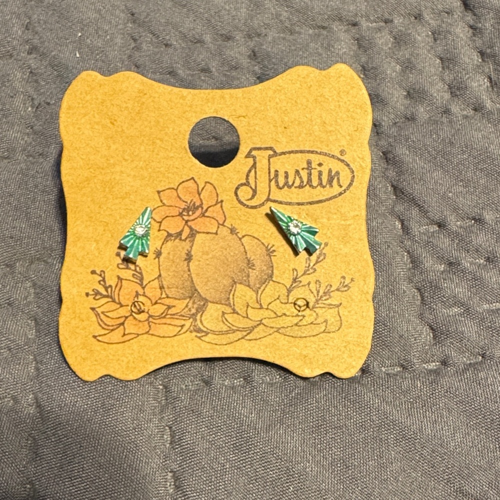 Justin Boots Green and Silver Earrings